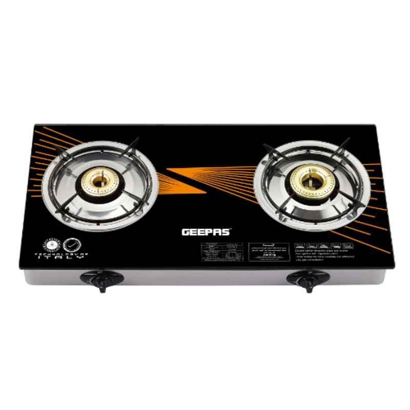 Geepas 4.5 Kw 70x90mm Stainless Steel & Cast Iron 2 Burner Gas Hob, GK6879