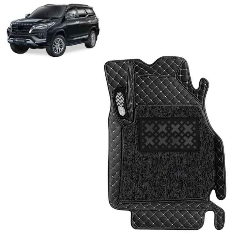 Kingsway 4 Pcs Premium 7D 100% Waterproof & Washable PU Leatherette Classic Black Car Floor Mat Set for Toyota Fortuner Hybrid 2025 Onwards All Model