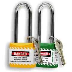 Asian Loto 2 Pcs 65mm Yellow & Green Long Shackle Jacket Padlocks Set for Safety, ALC-LPL-YG
