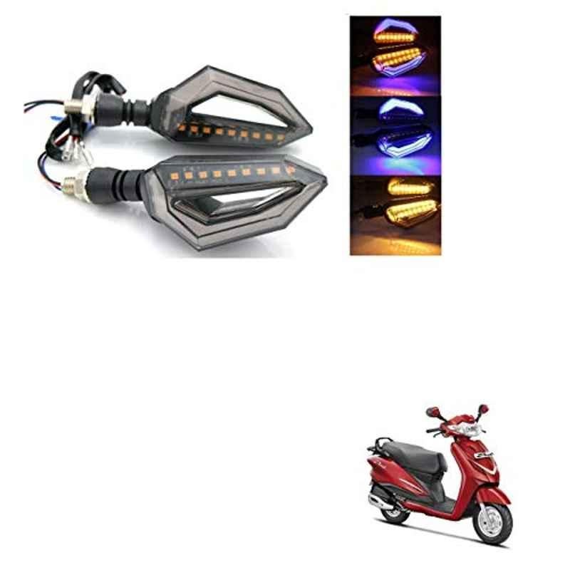 Kozdiko 4 Pcs Bike D Shaped 9 LED Front & Rear Side Turn Signal Indicator Light Set for Hero Duet