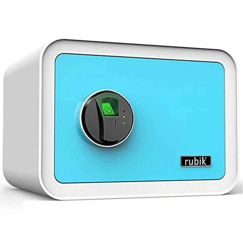 Rubik 35x28x25cm Alloy Steel White & Blue Safe Box with Biometric Fingerprint Lock, RB25QC9-WB