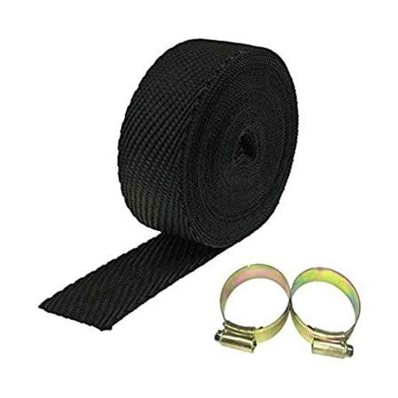 AOW Silencer Wrap Bike Exhaust Heat Shield for Royal Enfield Battle Green, (Black) Length-5 Metre