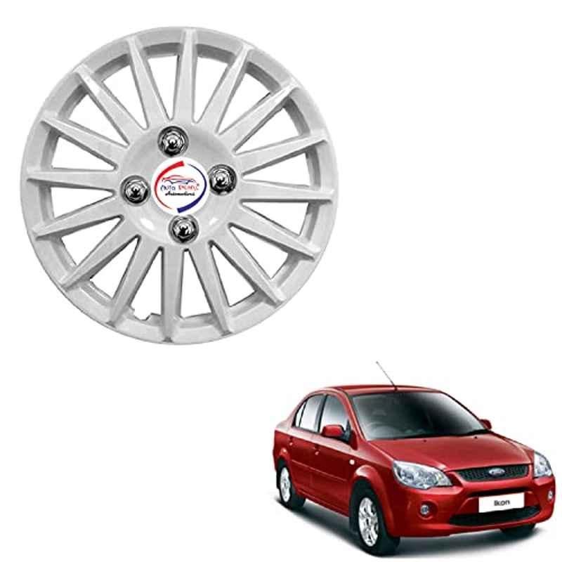 Auto Pearl 4 Pcs 13 inch ABS Camry Silver Press Type Hubcap Wheel Cover Set with Retention Ring for Ford Ikon