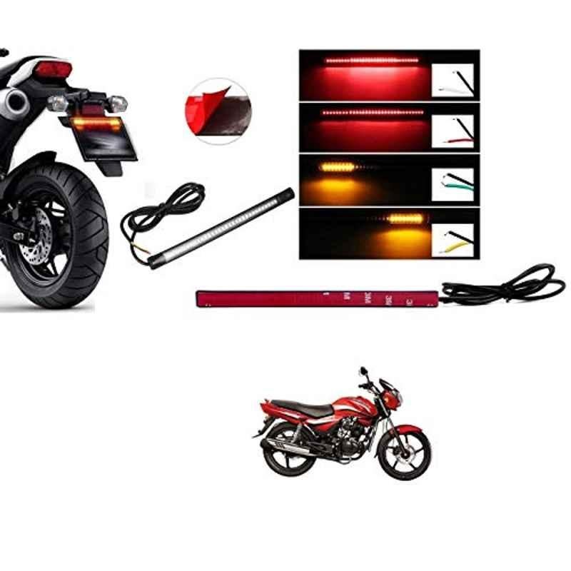 Kozdiko 48 SMD Bike Red Flexible LED Strip Tail Brake Light with Yellow Turn Indicator Light for Hero Achiever