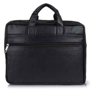 I DOT 15 inch Faux Leather Black Laptop Messenger Bag with Shoulder Strap