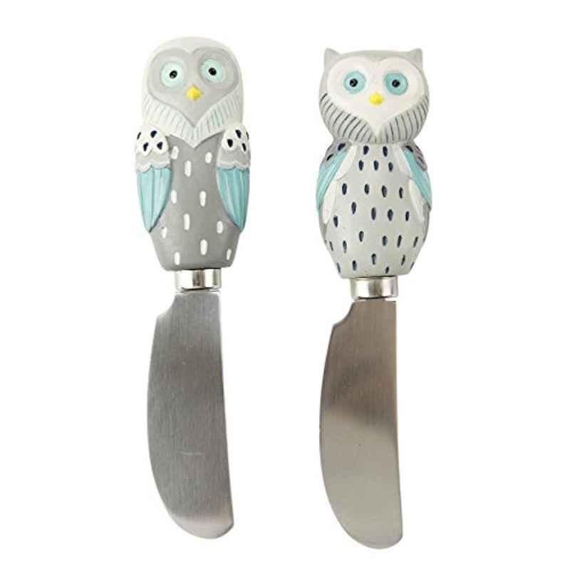 Boston Warehouse 20934 6.25 inch Stainless Steel Artsy Grey Owl Spreader (Pack of 2)