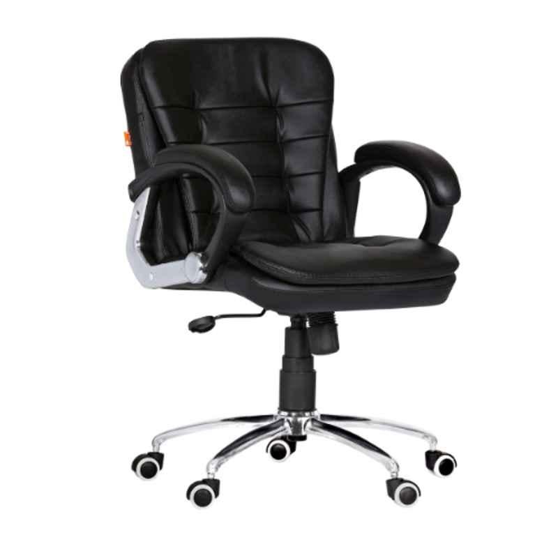 Da URBAN Milford Black Leatherette Heavy Duty Metal Frame Visitor Chair with Padded Arms