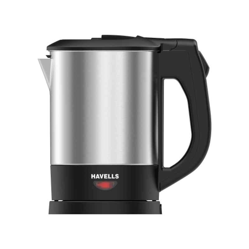 Havells Hotsip 1250W 1 Litre Stainless Steel Black & Silver Electric Kettle with 1 Year Warranty, GHBKTBQK125