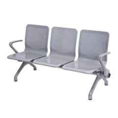 Arun Mild Steel Silver Three Seater Waiting Chair, ASU-513
