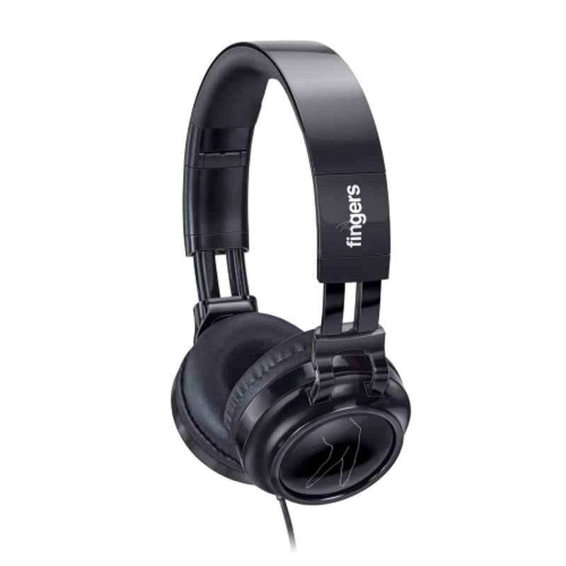 Fingers Black Wired On Ear Headphone with Mic