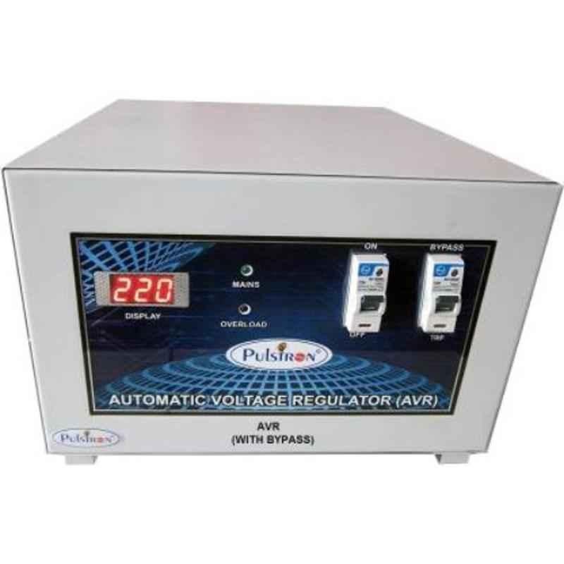 Pulstron PTI-2095B 2kVA 90-290V Single Phase Light Grey Bypass Automatic Mainline Voltage Stabilizer