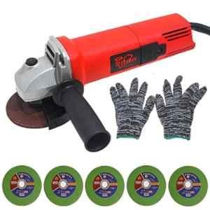 HPD Shakti 850W 100mm Plastic Red Angle Grinder with 5 Pcs Metal Cutting Wheel & Copper Motor, HDP-801