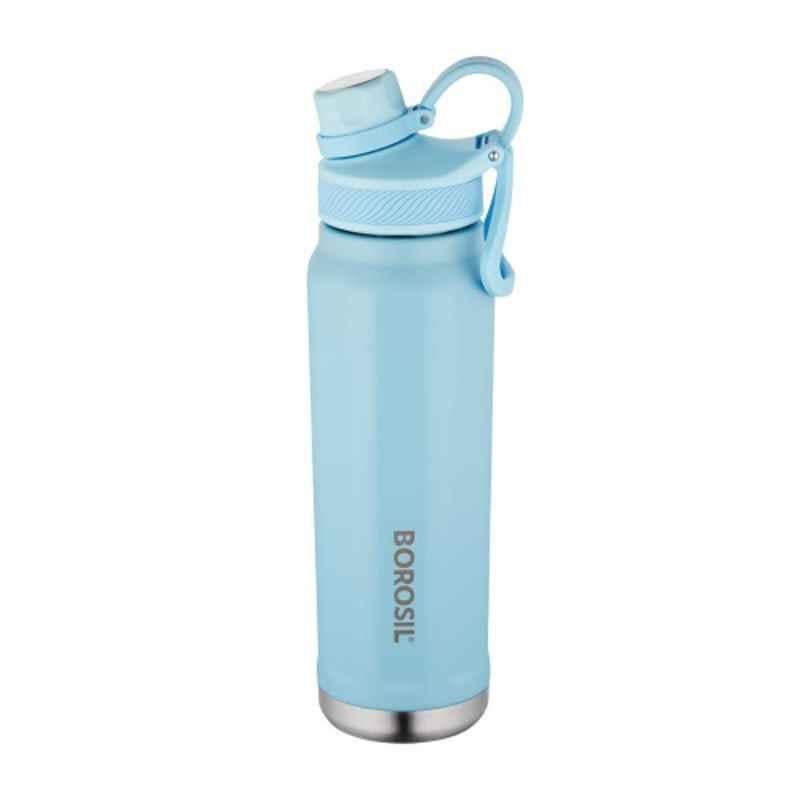 Borosil SportSip 710ml Stainless Steel Light Blue Hydra Vacuum Insulated Flask Water Bottle, BT0710LBE401