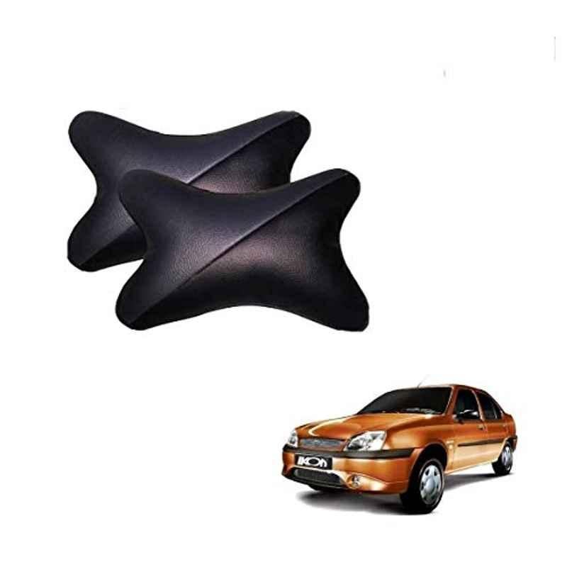 Kozdiko 2 Pcs Memory Foam Grey & Black Car Neck Rest Cushion Pillow Set for Ford Ikon