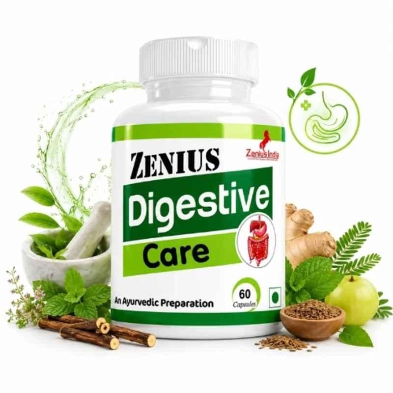 Zenius India 60 Pcs Digestive Care Capsule with Hing, Saunth, Pippal, Kali Mirch, Vaividang & Vatsnabh for Digestion & Gut Health