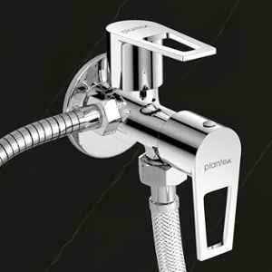 Plantex Brass 2 Way Chrome Angle Valve/Angle Cock for Bathroom with Wall Flange & Teflon Tape, 3220