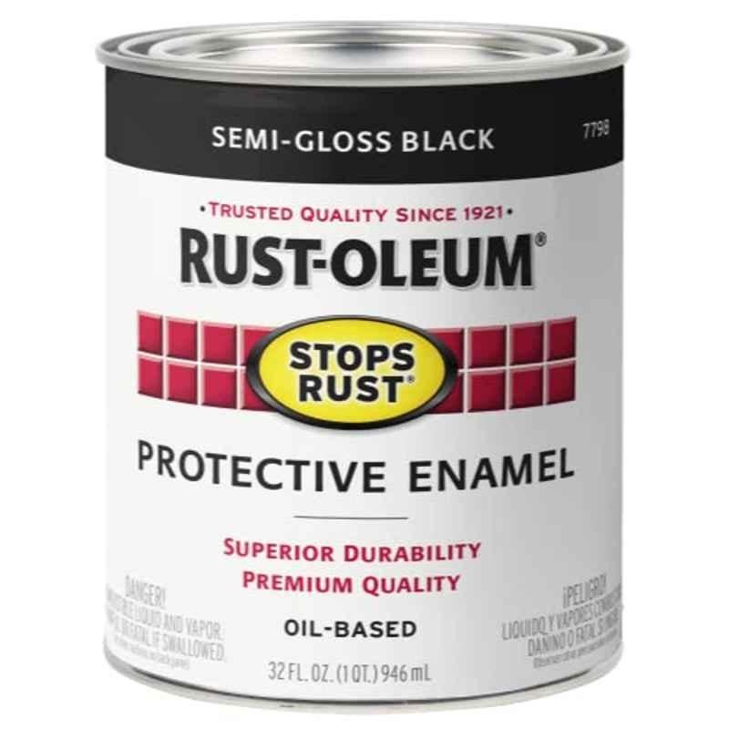 Rust-Oleum Stops Rust 946ml Black Semi Glossy Protective Enamel Brush-On Paint