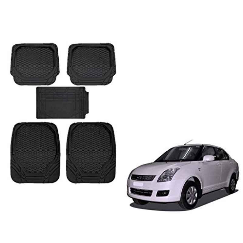 Kozdiko 8855TW 5 Pcs Rubber Black Rubber Car Mat Set for Maruti Old Dzier