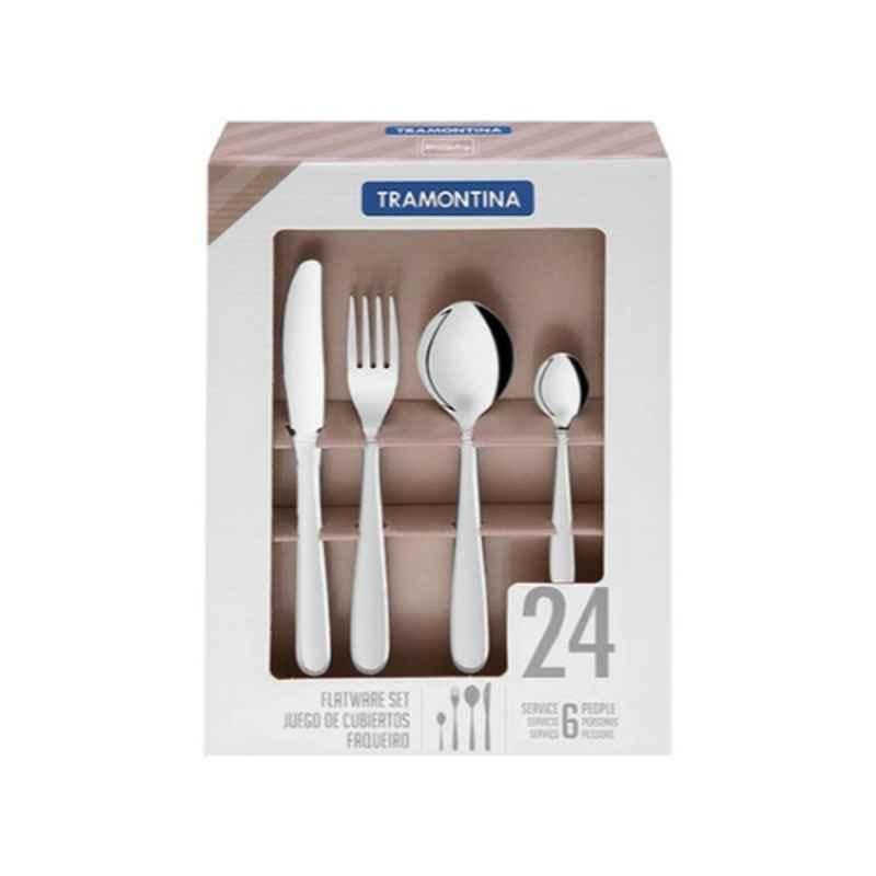 Tramontina 24Pcs Stainless Steel Silver Cutlery Set, 66903005