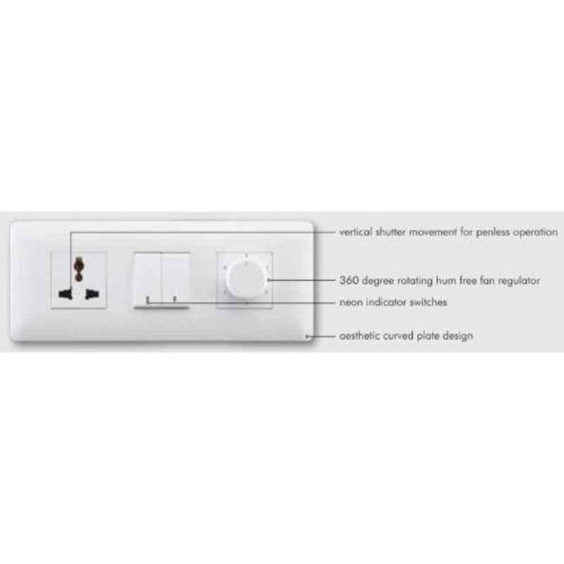 Wipro North West Venia 32A 2 Module White 1 Way DP Switch with Indicator, B0551 (Pack of 10)