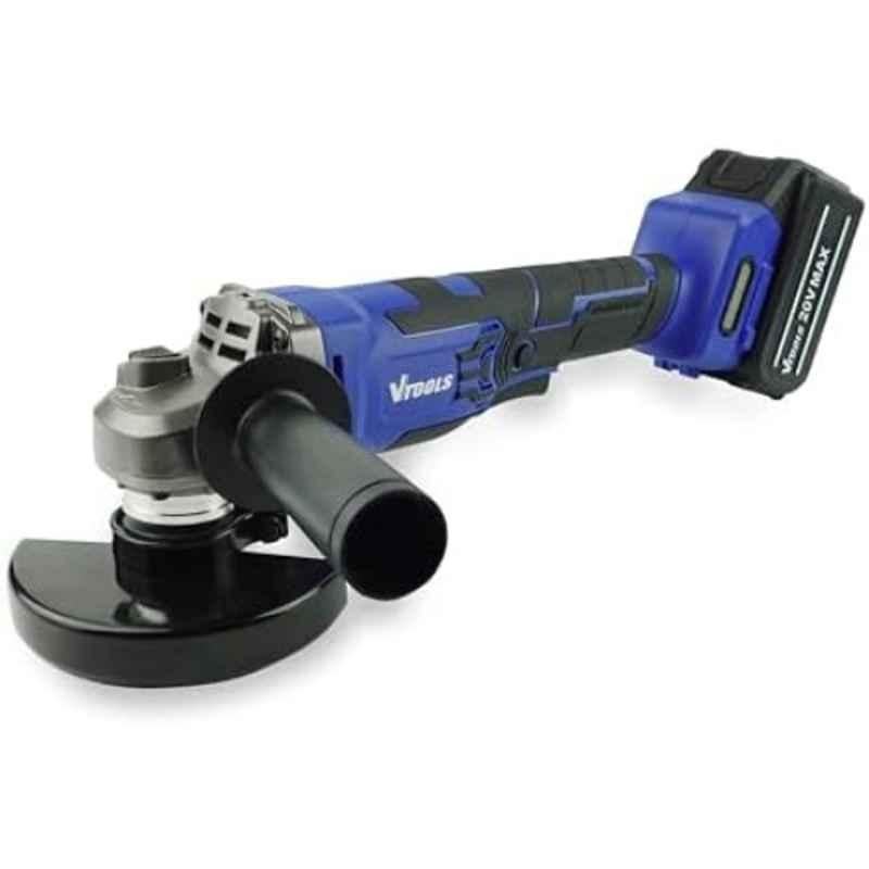 VTOOLS 115mm 20V 40Ah Blue Cordless Angle Grinder with Non Slip Adjustable Handle, VT1219