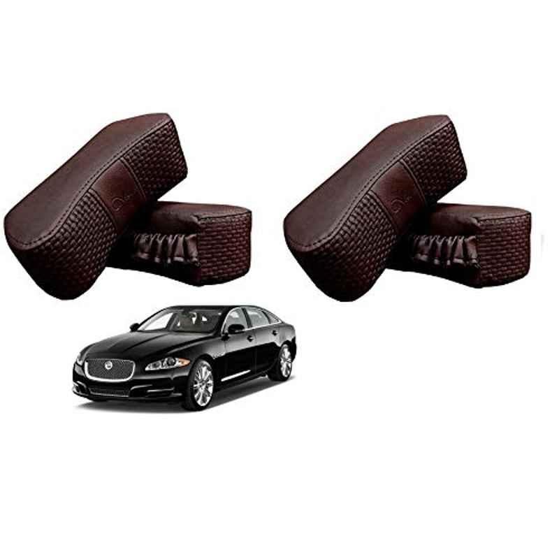 Kozdiko 4 Pcs CV Designer Cola Leatherite Neck Rest Car Cushion Pillow Set for Jaguar XJ-Type