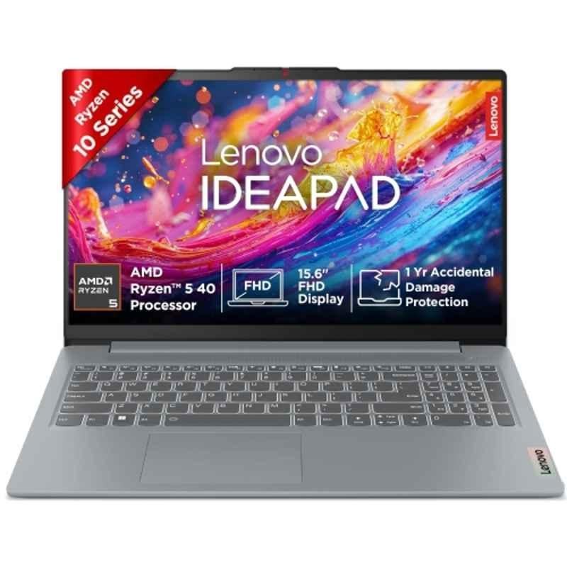 Lenovo IdeaPad Slim 3 Arctic Grey Gaming Laptop with Ryzen 5 40/16GB RAM/512GB SSD/AMD Radeon 610M Graphics/Windows 11 Home/Microsoft 365 Basic+Office 2024/15.6 inch FHD Display, 82XQ01HNIN