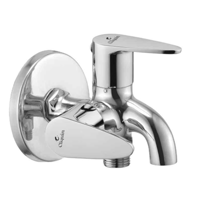 Cliquin Magic Cora Brass Silver Chrome Finish 2-Way Wall Mounted Bathroom Tap