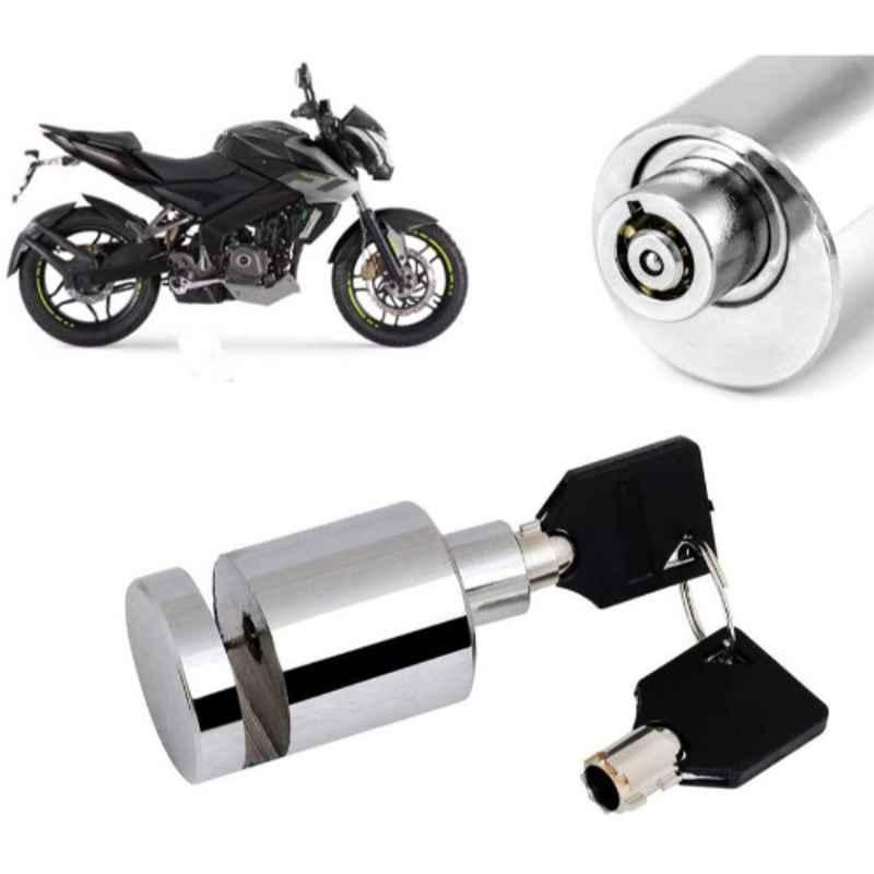 Auto Pearl Stainless Steel Silver Heavy Duty Anti Theft Motorcycle Disc Brake Lock, Lock-051