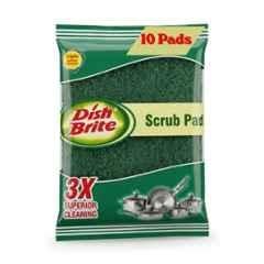 Dish Brite 10x15cm Green Scrub Pad for Hard Stain (Pack of 10)