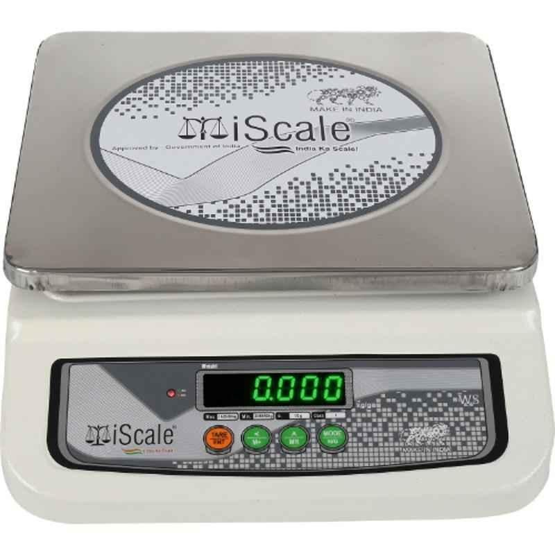 iScale i-06 20kg and 1g Accuracy Electronic Chargeable Weighing Scale with Front and Back Green Double Display and SS Pan of 10x12 inch