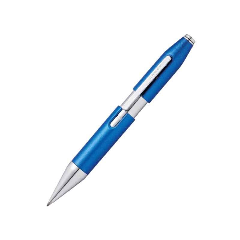 Cross X Cobalt Black Ink Cobalt Blue Lacquer Chrome Finish Roller Ball Pen with 1 Pc Black Gel Ink Refill Set, AT0725-4