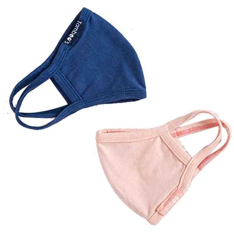Tamboos Pink & Blue Cotton Cloth Mask (Pack of 2)