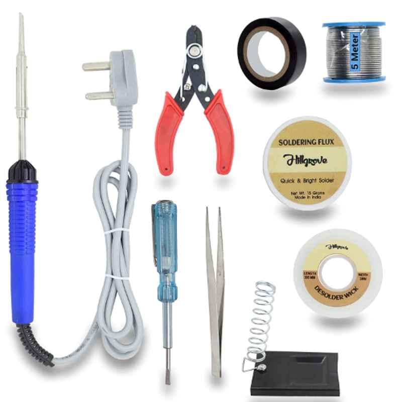 Hillgrove 9 in 1 Mobile Soldering Iron Equipment Tool Machine Kit with Flux Paste & Wire, HG0090