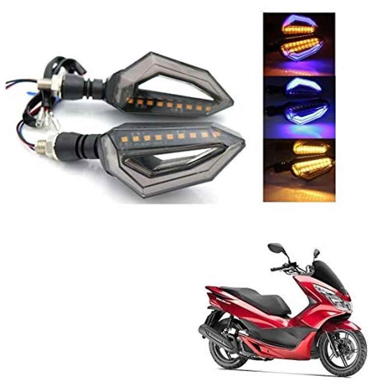 Kozdiko 4 Pcs Bike D Shaped 9 LED Front & Rear Side Turn Signal Indicator Light Set for Honda PCX 150