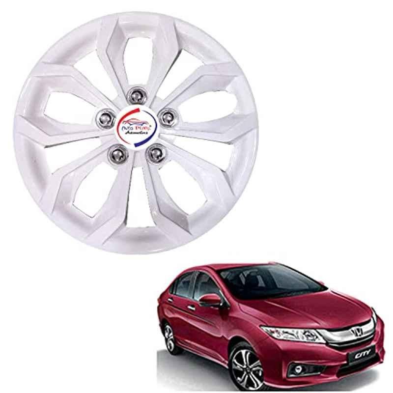 Auto Pearl 4 Pcs 15 inch ABS Pearl White BBR03 Hubcap Wheel Cover Set with Retention Ring for Honda City Idtec 2016