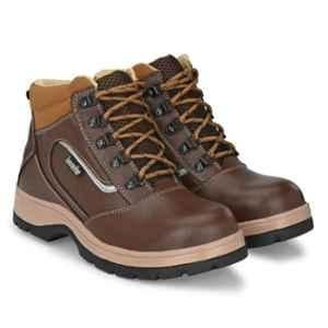 Kavacha S120 Pure Leather Brown Steel Toe Work Safety Shoes, Size: 6