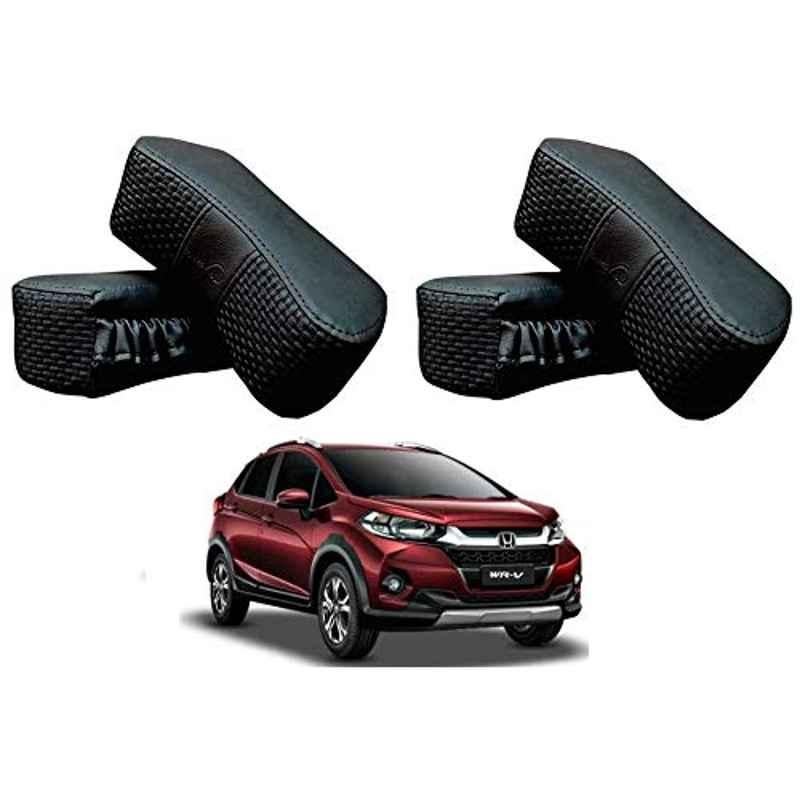 Kozdiko 4 Pcs CV Designer Black Leatherite Neck Rest Car Cushion Pillow Set for Honda WRV