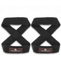 Shopeleven Polyester & Cotton Black Non-Slip Weight Lifting Straps with Padded Cuff, Size: 5-8 cm