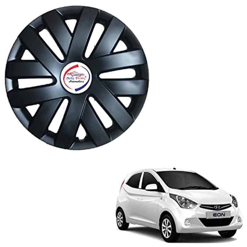 Auto Pearl 4 Pcs 13 inch ABS Polo Black PBY 06 Hubcap Wheel Cover Set with Retention Ring for Hyundai Eon ERA
