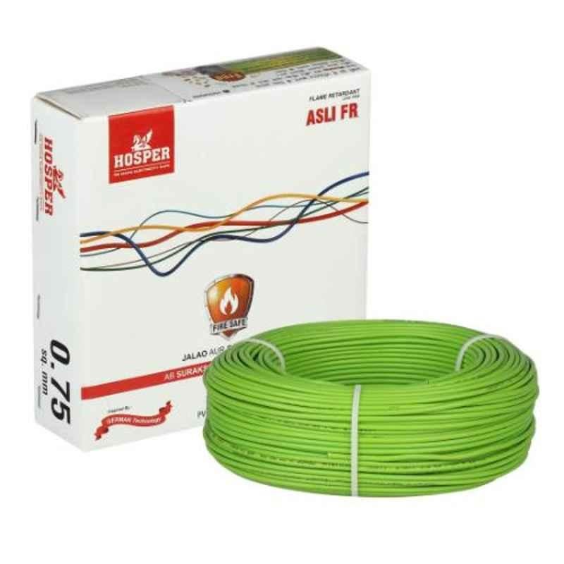 Hosper Asli FR 0.75 Sqmm 90m Single Core Green Wire, HS-48