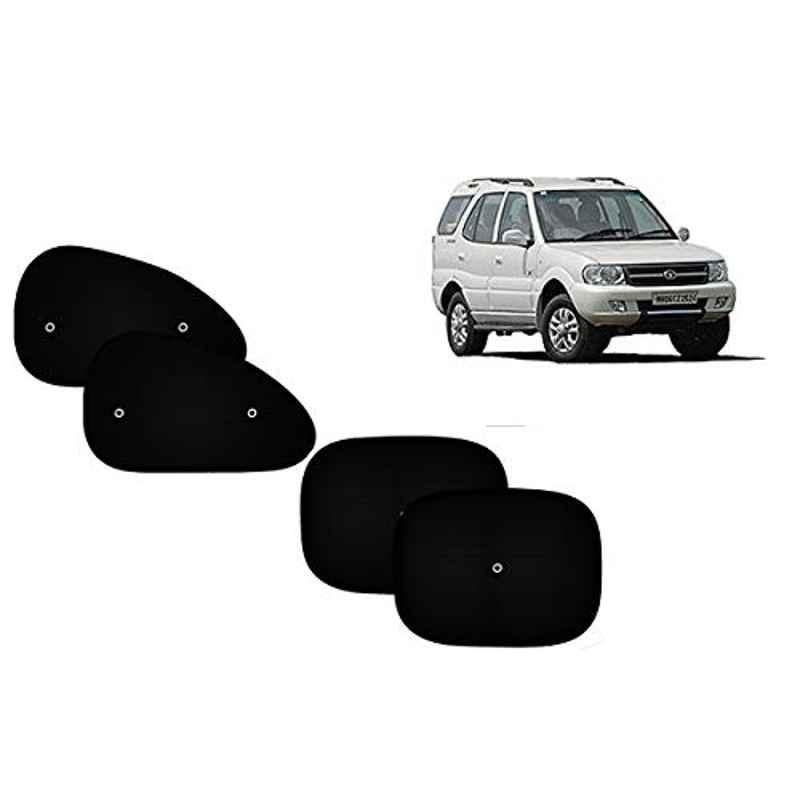 Auto Pearl 4 Pcs PVC & Mesh Black Window Side Sun Shade Set for Tata Safari Storme