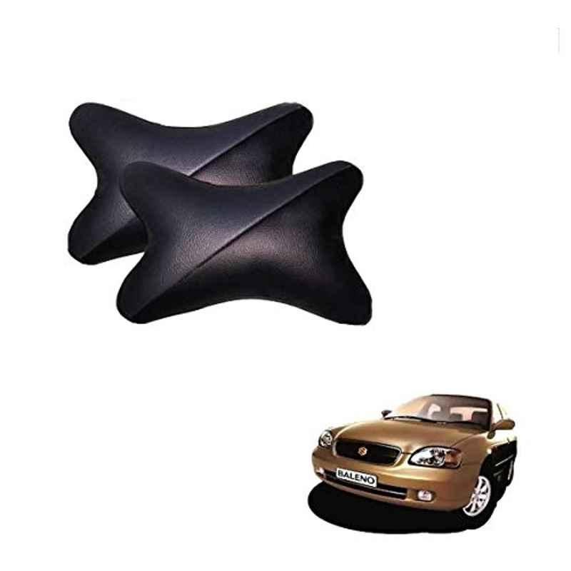 Kozdiko 2 Pcs Memory Foam Grey & Black Car Neck Rest Cushion Pillow Set for Maruti Suzuki Baleno