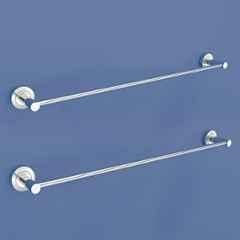 Plantex Stainless Steel Towel Holder in Bathroom/Single Towel Rod for Bathroom/Cloth Hanger/Bathroom Accessories 24 inch Chrome Finish (Pack of 2)