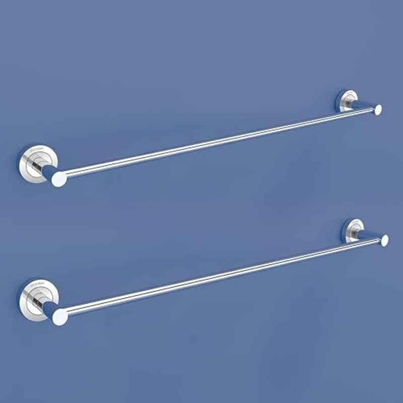 Plantex Stainless Steel Towel Holder in Bathroom/Single Towel Rod for Bathroom/Cloth Hanger/Bathroom Accessories 24 inch Chrome Finish (Pack of 2)