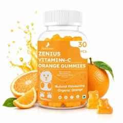 Zenius India 30 Pcs Orange Flavour Gummies with Vitamin C, Vitamin D3 & Zinc for Supports Healthy Skin & Antioxidant Support