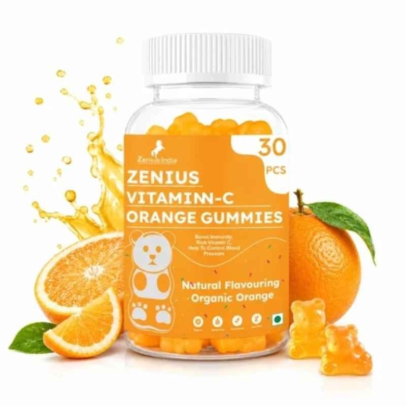 Zenius India 30 Pcs Orange Flavour Gummies with Vitamin C, Vitamin D3 & Zinc for Supports Healthy Skin & Antioxidant Support