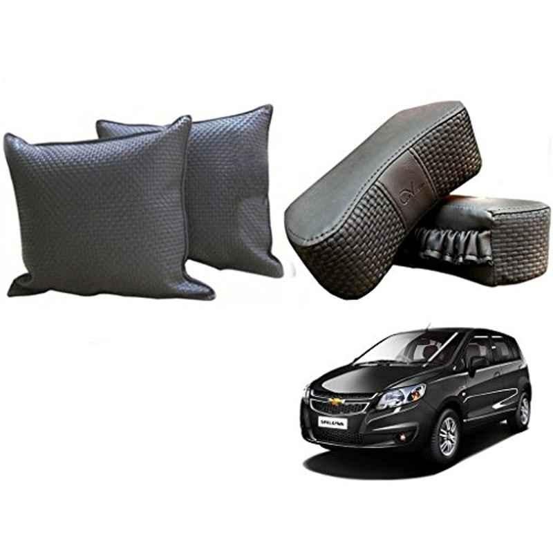Kozdiko One Pair Grey Neck Rest & One Pair Cushion Combo for Chevrolet Uva