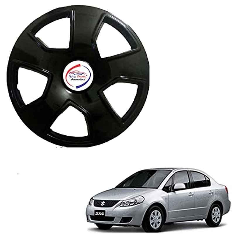 Auto Pearl 4 Pcs 15 inch ABS Black SCB31 Hubcap Wheel Cover Set with Retention Ring for Maruti Suzuki SX4