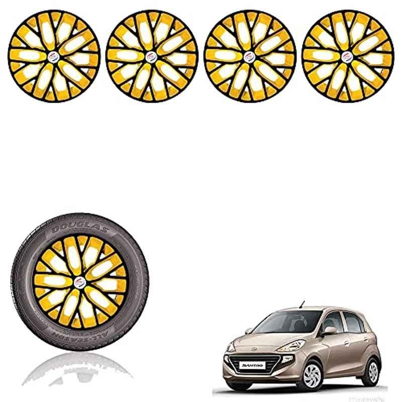 Auto Pearl 4 Pcs 14 inch ABS Black & Yellow Car Wheel Cover Set for Hyundai Santro